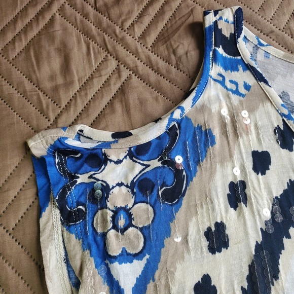 INC Sequins Ikat Cold Shoulder Top size L - Picture 9 of 9